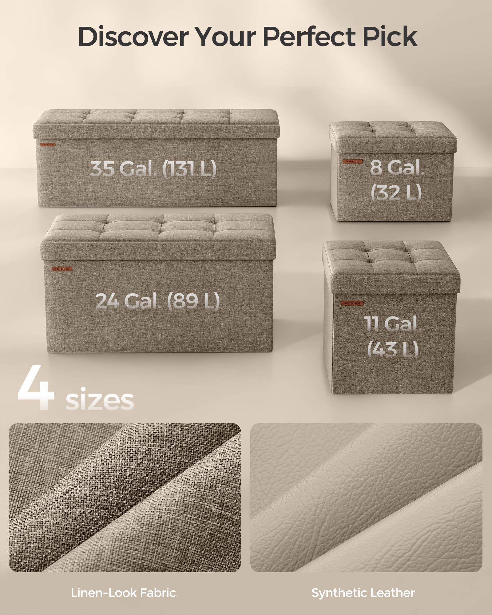 SONGMICS Mazie Collection - 30 Inches Folding Storage Ottoman Bench, Ottoman Foot Rest, End of Bed Bench, Storage Chest, Load 660 lb, for Living Room, Bedroom, Entryway, Ink Black ULSF047B01