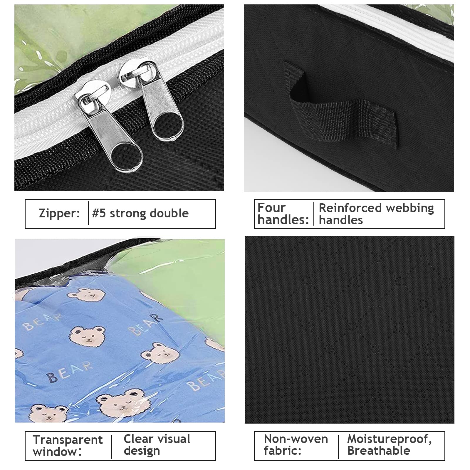 Budding Joy 90L Under Bed Storage Containers, Closet Organizers and Storage Bins, Foldable Underbed Storage Bags for Blanket, Clothing, Comforter, Sweaters, Pillows, Linen Sheets, Wrapping Paper, Grey