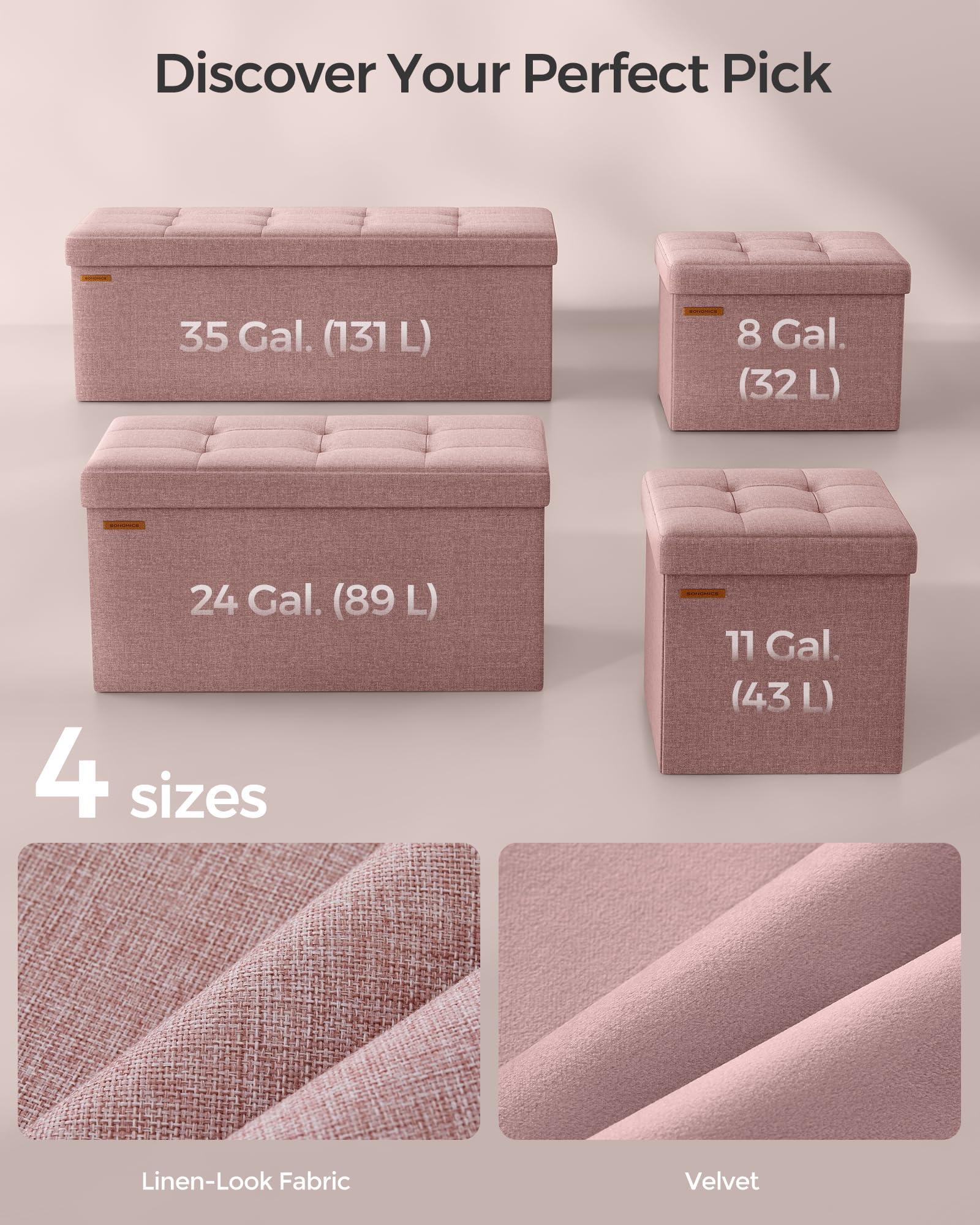 SONGMICS Mazie Collection - 30 Inches Folding Storage Ottoman Bench, Ottoman Foot Rest, End of Bed Bench, Storage Chest, Load 660 lb, for Living Room, Bedroom, Entryway, Ink Black ULSF047B01