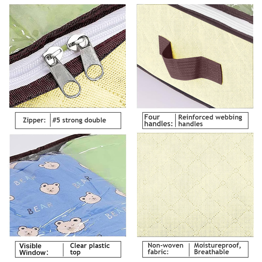 Budding Joy 90L Under Bed Storage Containers, Closet Organizers and Storage Bins, Foldable Underbed Storage Bags for Blanket, Clothing, Comforter, Sweaters, Pillows, Linen Sheets, Wrapping Paper, Grey