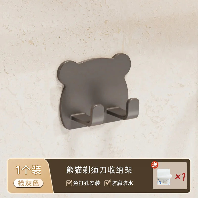 5/10pcs Shaver Rack Lovely Cartoon Bear Shaped Organizer Hook For Shaver Razor Comb Multifunctional Bathroom Storage Holder