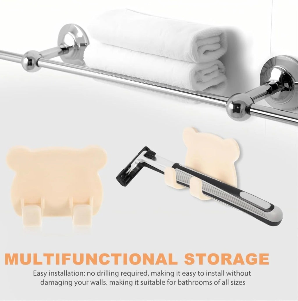 5/10pcs Shaver Rack Lovely Cartoon Bear Shaped Organizer Hook For Shaver Razor Comb Multifunctional Bathroom Storage Holder
