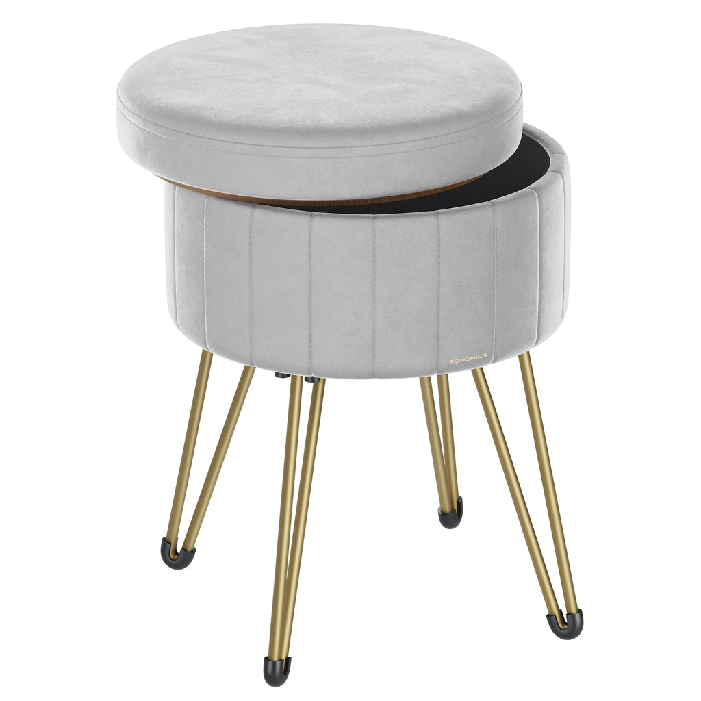 Vanity Stool Chair Velvet Makeup Stool With 4 Metal Legs For Room Living Room Bedroom Small Ottoman Stool With Storage