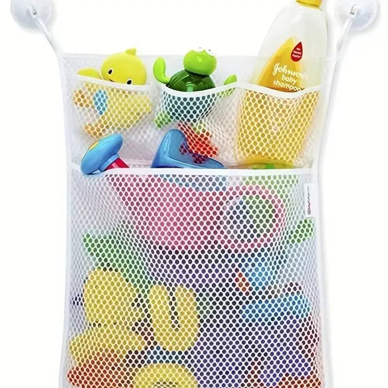 Toy Bag Net Bathroom Organizer Baby Shower Bath Toys White Baby Kids Toy Storage Mesh With Strong Suction Cups