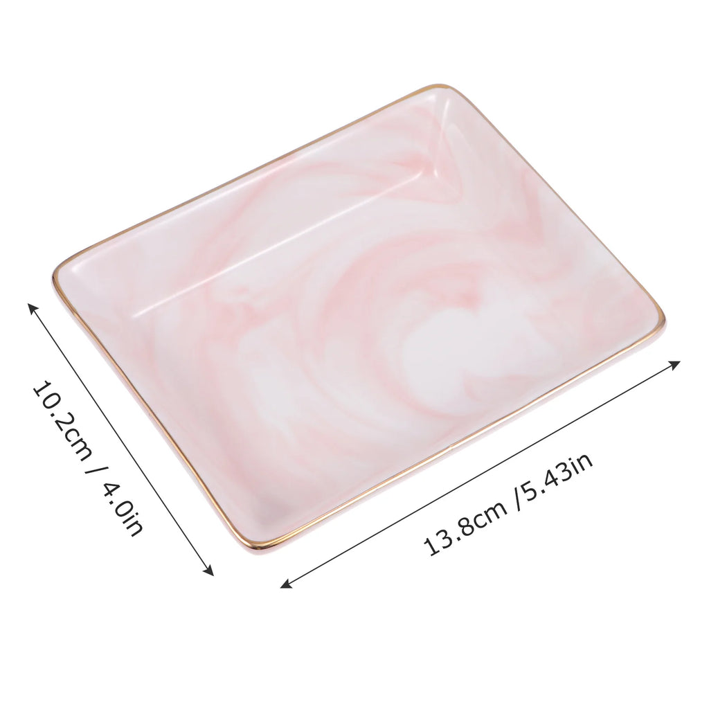 Rectangular Ceramic Marble Pattern Tray Exquisite Crafted Jewelry Storage Plate Organizational Decorative Home Bathroom