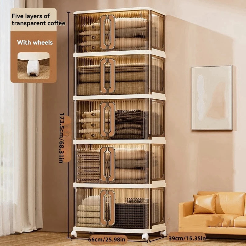 1Pc Foldableing Storage Cabinet Home Living Room Bedroom Gap Storage Cabinet Bedside Sliding Door Finishing Storage Cabinet