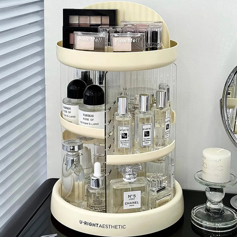 Rotating Cosmetic Organizer for Bedroom Desktop Lipstick Perfume Skincare Transparent Multi-layer Storage Rack