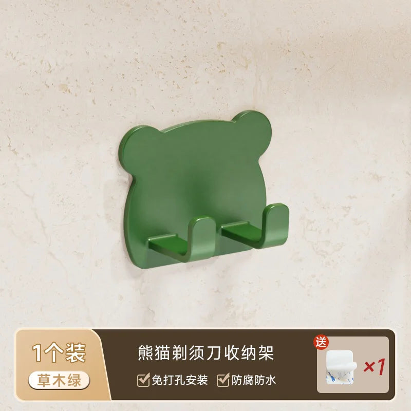 5/10pcs Shaver Rack Lovely Cartoon Bear Shaped Organizer Hook For Shaver Razor Comb Multifunctional Bathroom Storage Holder