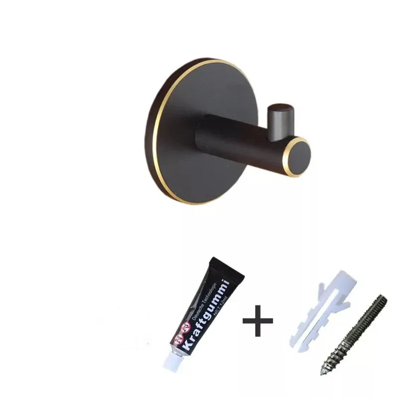 Brass Wall Hook – Gold and Black Towel Hanger for Bathroom, Kitchen, and Bedroom Storage