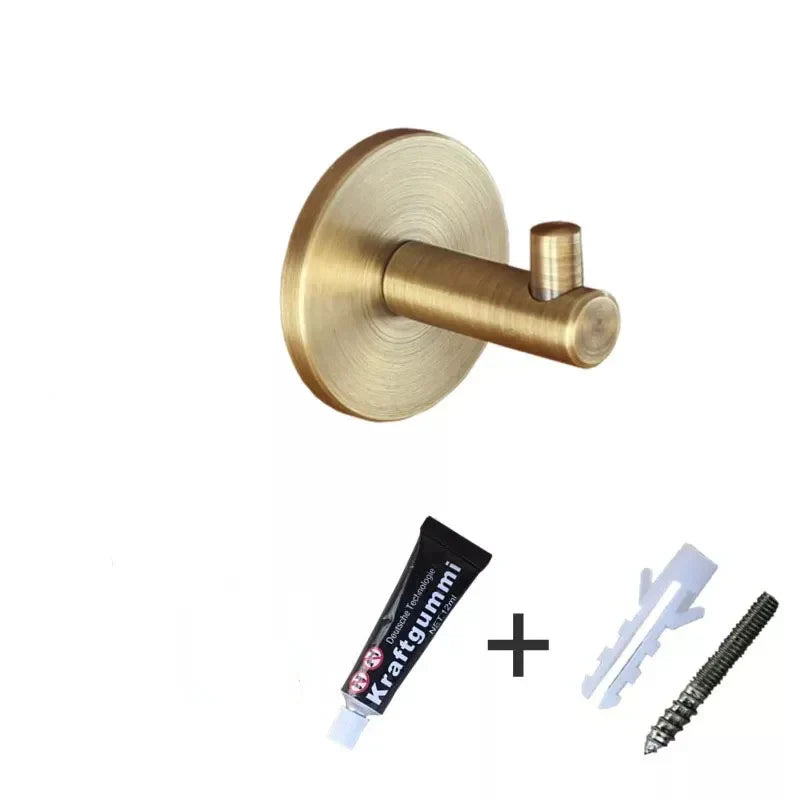 Brass Wall Hook – Gold and Black Towel Hanger for Bathroom, Kitchen, and Bedroom Storage