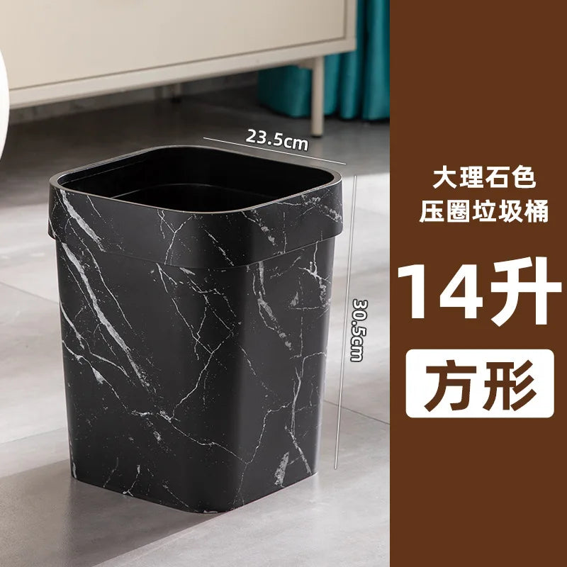 Square Wood Grain Garbage Bin Household Plastic Uncovered Office Bathroom Livingroom Kitchen 12L Dustbin Waste Basket Trash Can
