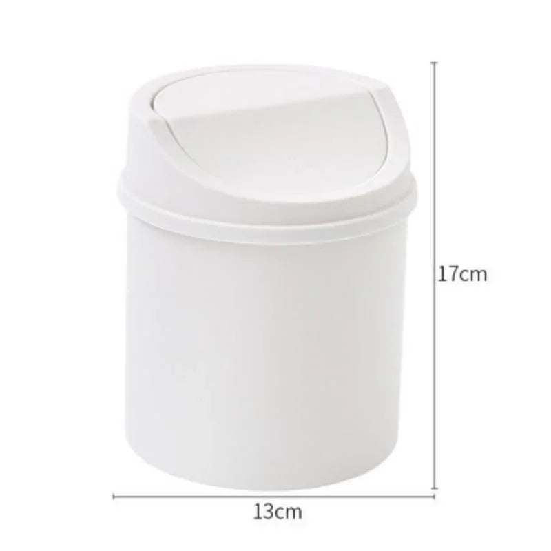Mini Desktop Bin Small Trash Can Tube with Cover Bedroom Trash Can Garbage Can Clean Workspace Storage Box