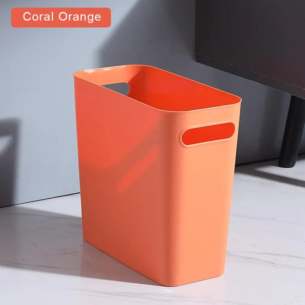 Slim Large Trash Can Wastebasket Garbage Container High-Capacity for Bedroom Kitchen Office Storage Bin Orange