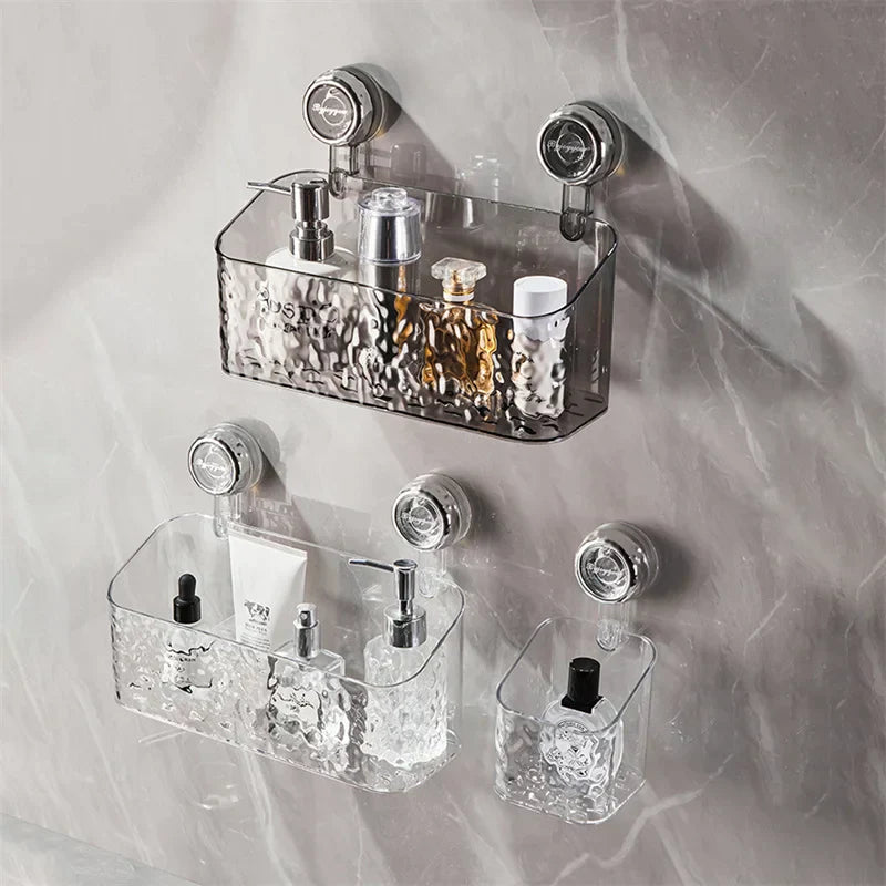 DecorBites™ Bathroom Shelf Suction Cup Storage Rack - Wall Mounted Draining Basket