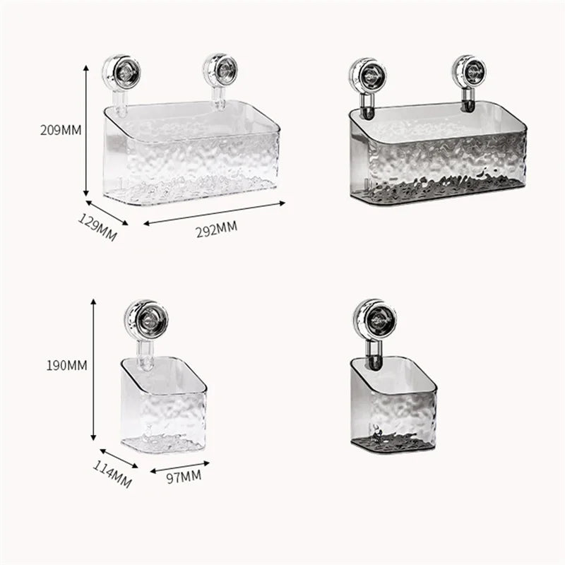 DecorBites™ Bathroom Shelf Suction Cup Storage Rack - Wall Mounted Draining Basket