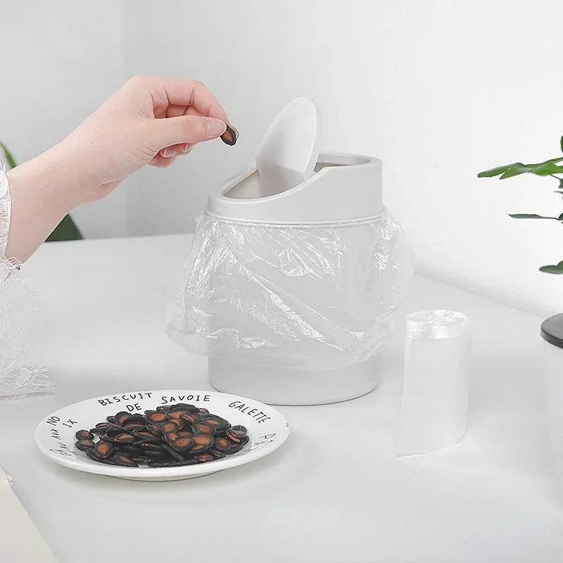 Mini Desktop Bin Small Trash Can Tube with Cover Bedroom Trash Can Garbage Can Clean Workspace Storage Box