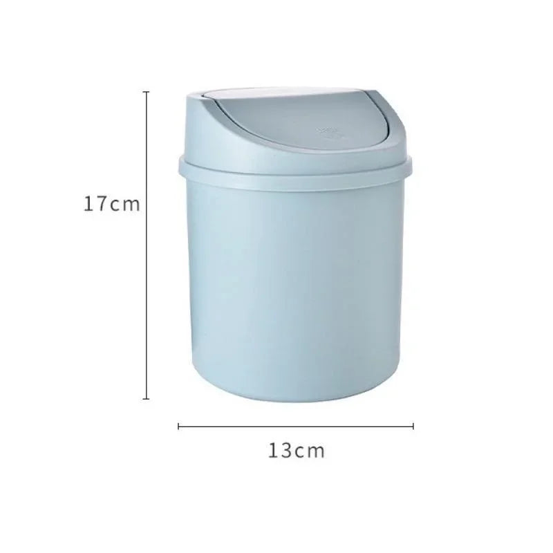 Mini Desktop Bin Small Trash Can Tube with Cover Bedroom Trash Can Garbage Can Clean Workspace Storage Box