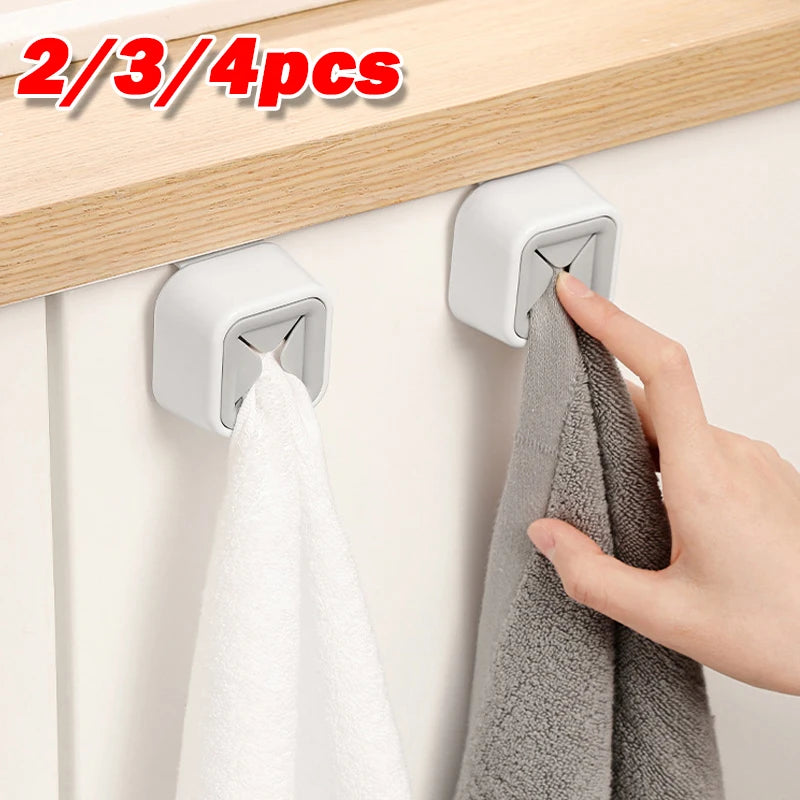 2/3/4pcs Towel Clip Storage Racks Punch-free Hook Dishcloth Dishtowel Glove Hand Towel Hook Kitchen Bathroom Wardrobe Organizer