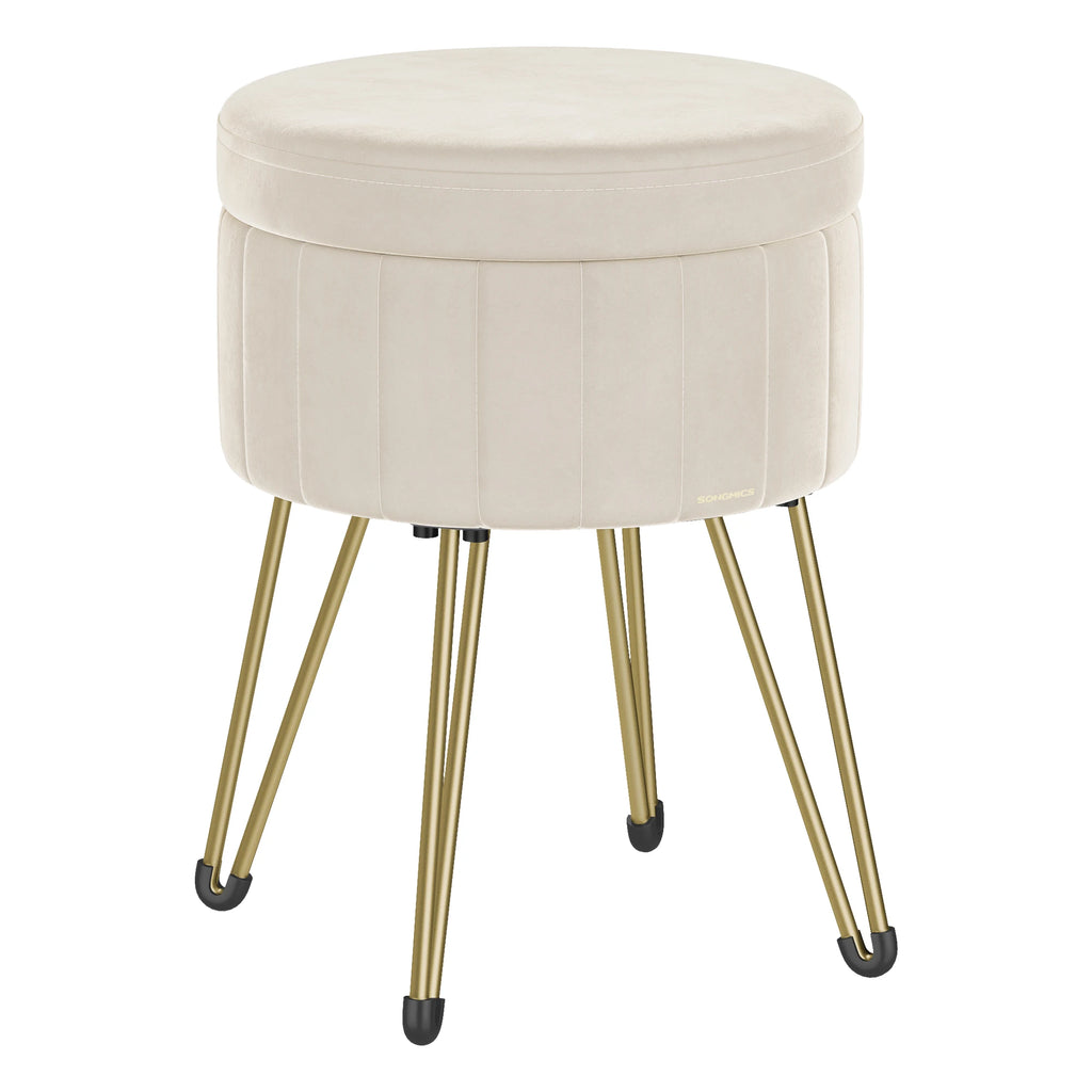 Vanity Stool Chair Velvet Makeup Stool With 4 Metal Legs For Room Living Room Bedroom Small Ottoman Stool With Storage
