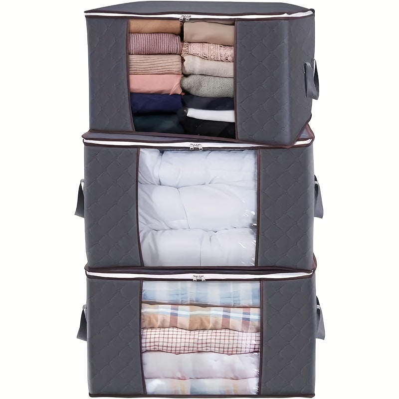6pcs Foldable Clothes Storage Bins - Collapsible, Stackable, Reinforced Handles, Lids, Closet Organizers - For Clothing, Blanket, Toy, Shoe, Comforters Organization, Attractive Polka Dots Gray Bedroom Accessories
