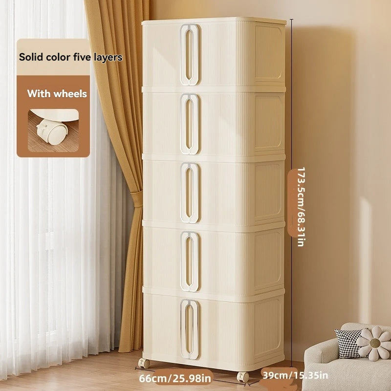 1Pc Foldableing Storage Cabinet Home Living Room Bedroom Gap Storage Cabinet Bedside Sliding Door Finishing Storage Cabinet