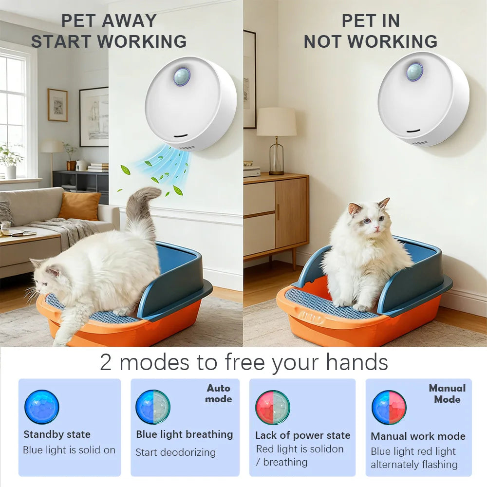 20dB Silent Smart Pet Odor Purifier Auto Sensor Cat Litter Box Deodorizer Odor Eliminator for Pet Toilet Shoe Cabinet Wardrobe