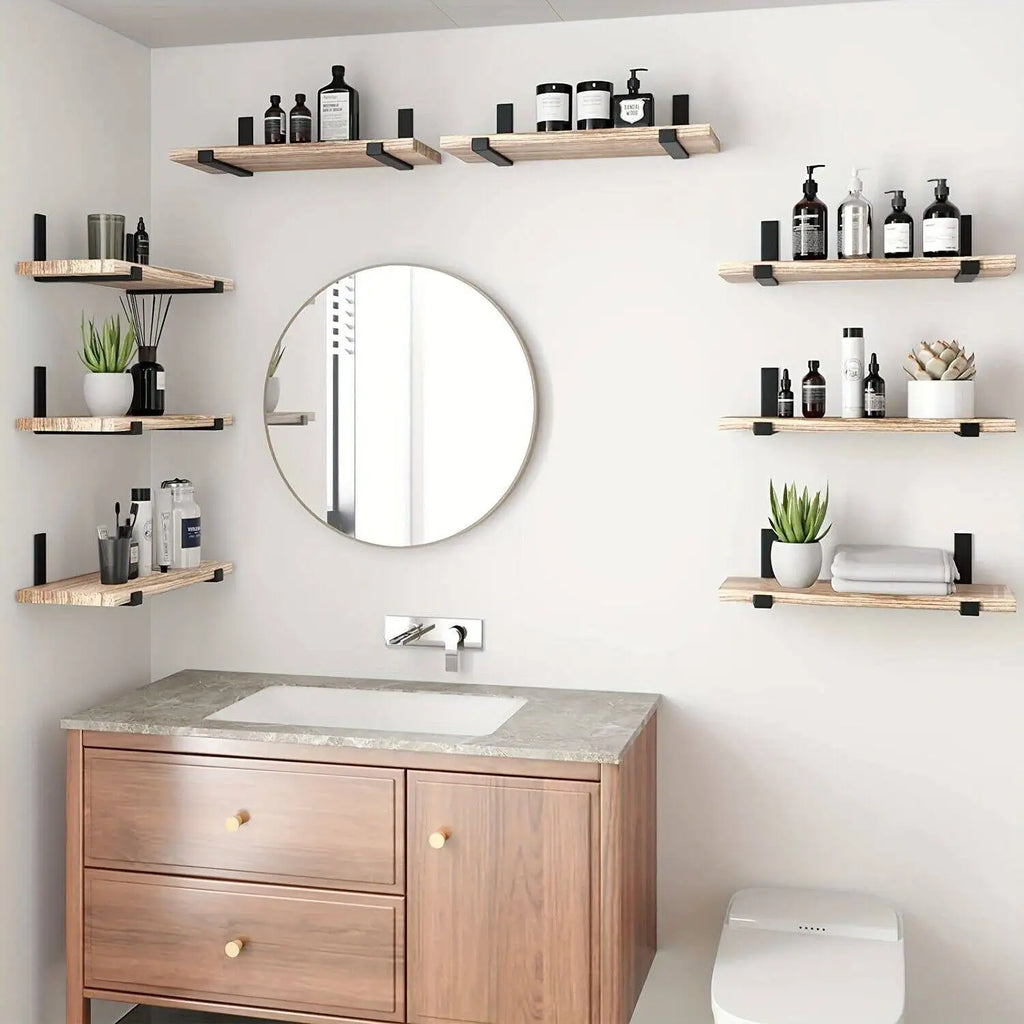 1 Set Wooden Suspended Wall Storage Rack, Bathroom Storage Rack, Living Room