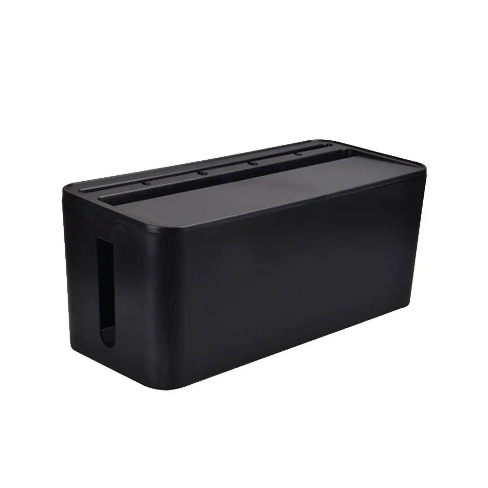 Power Cord Storage Box Black Plastic Cable Organizer For Home Office Living Room Bedroom Kitchen Bathroom Study Wire Arranging