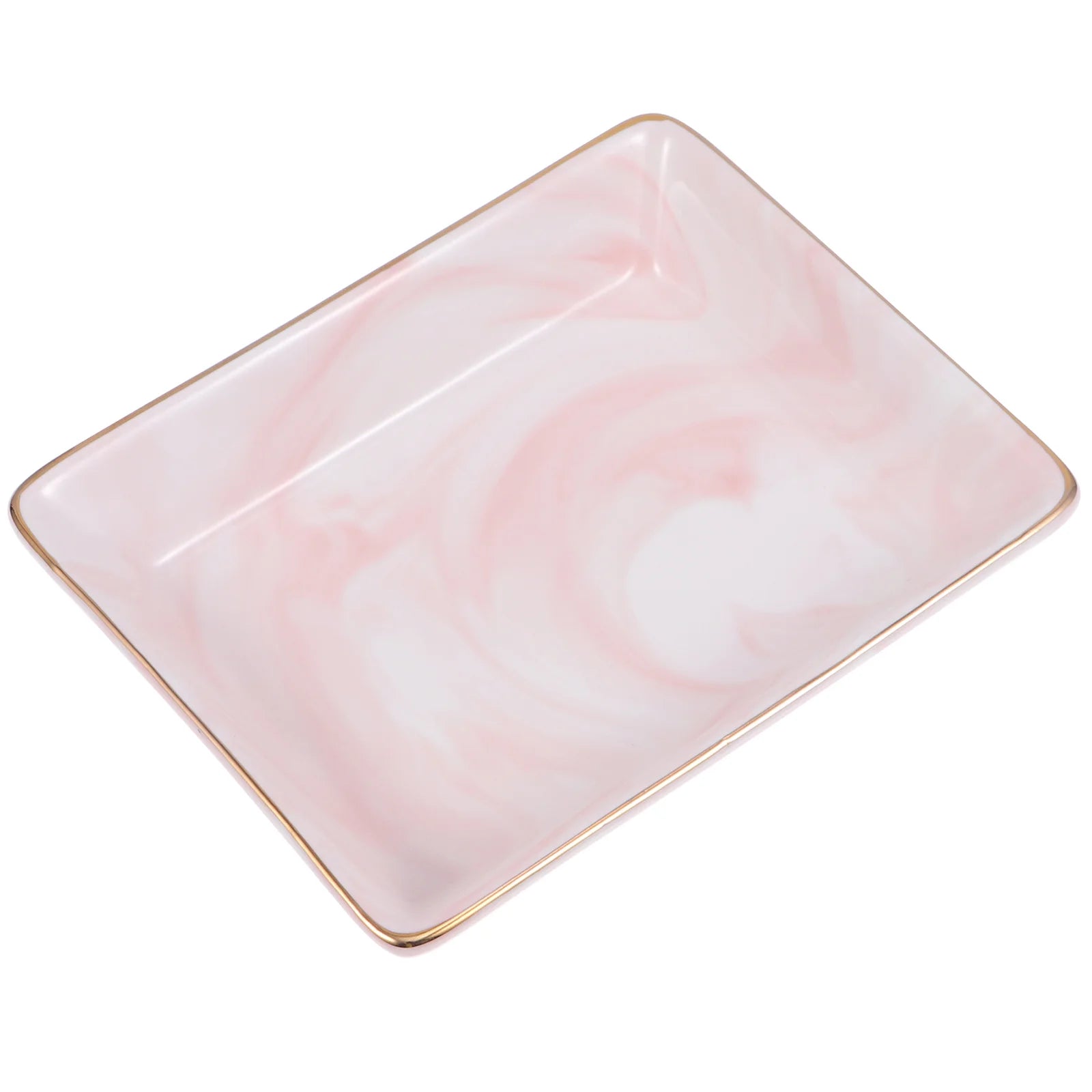Rectangular Ceramic Marble Pattern Tray Exquisite Crafted Jewelry Storage Plate Organizational Decorative Home Bathroom
