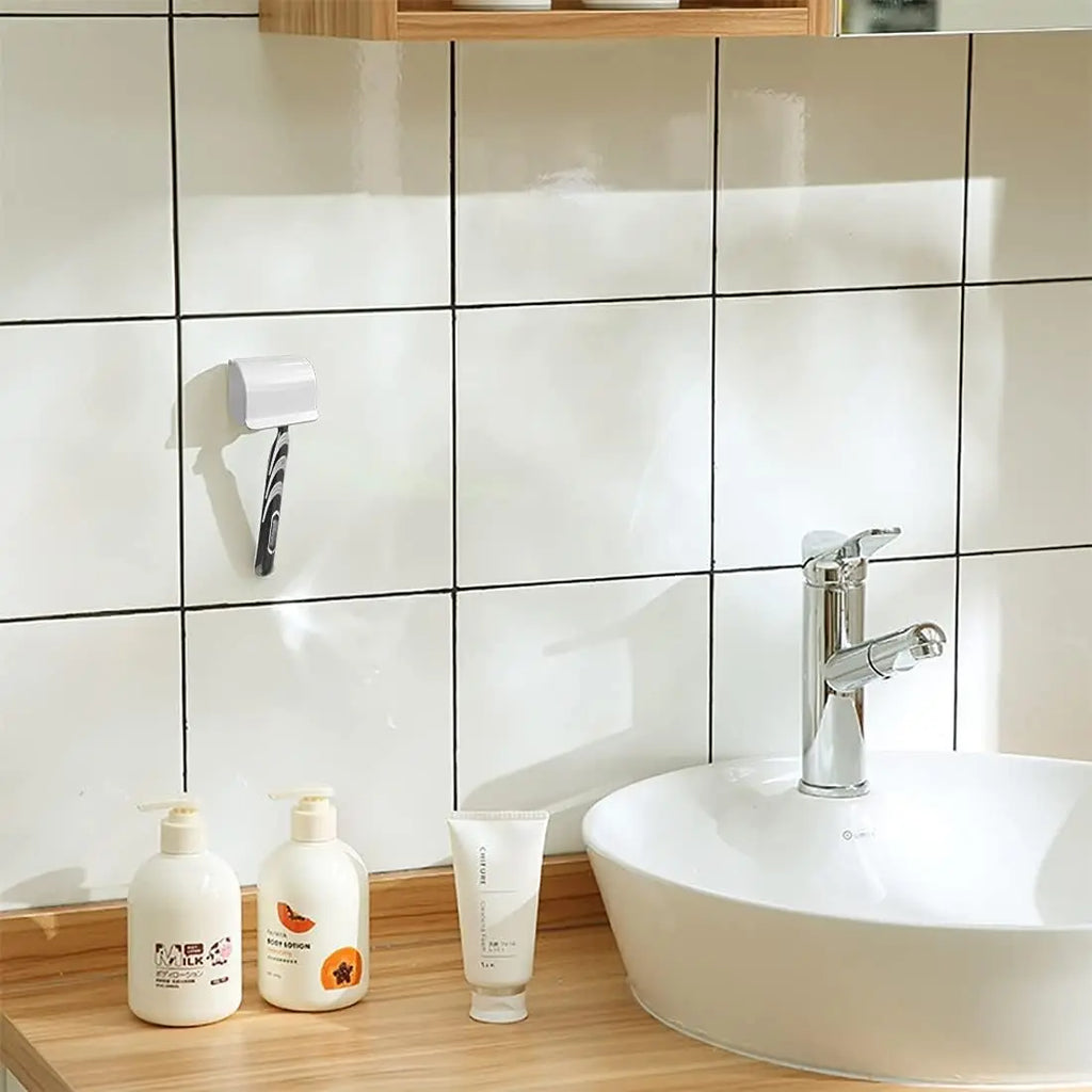 Wall Mounted Shaver Rack Waterproof Dustproof Non Perforated Storage Rack For Shaver Razor Bathroom Shaver Rust Proof Organizer