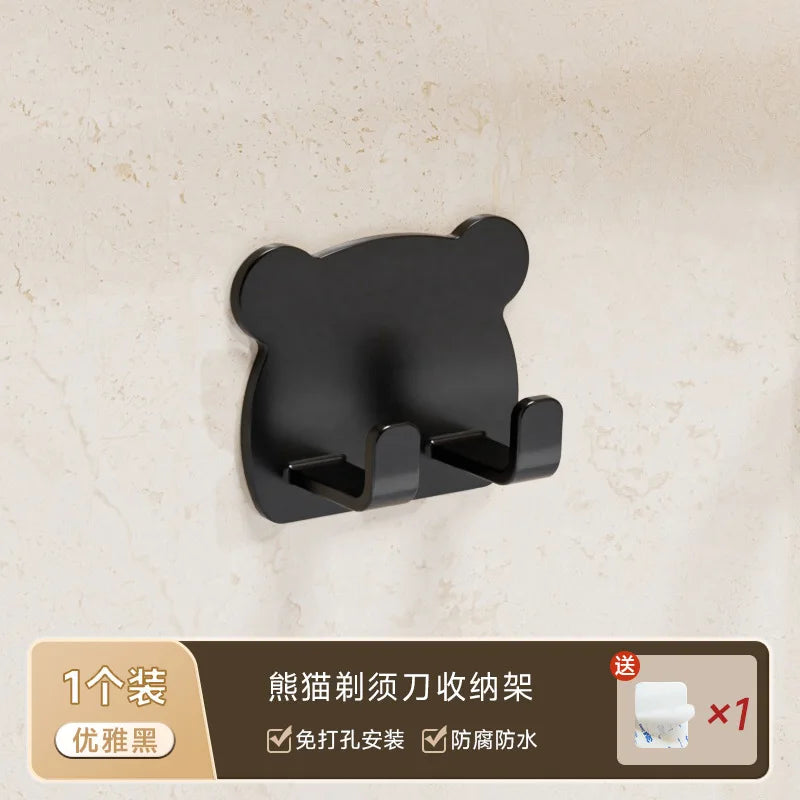 5/10pcs Shaver Rack Lovely Cartoon Bear Shaped Organizer Hook For Shaver Razor Comb Multifunctional Bathroom Storage Holder