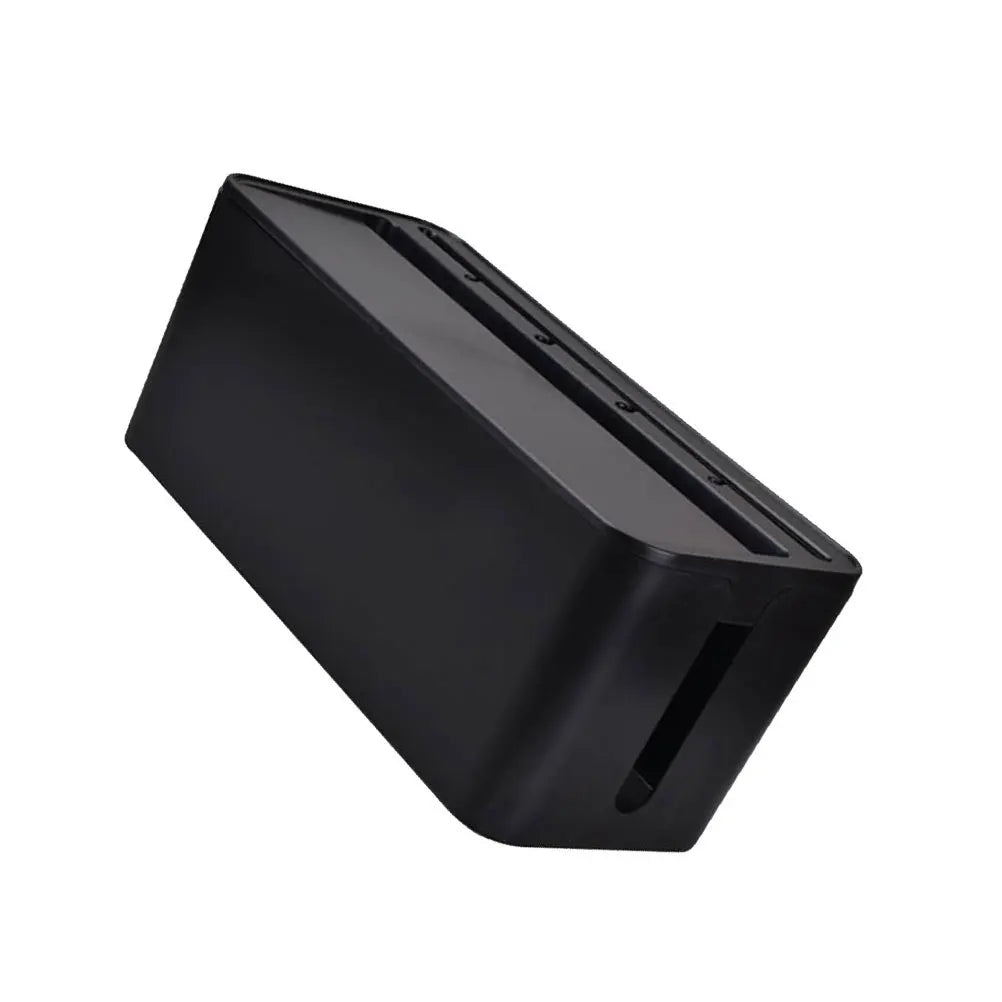Power Cord Storage Box Black Plastic Cable Organizer For Home Office Living Room Bedroom Kitchen Bathroom Study Wire Arranging