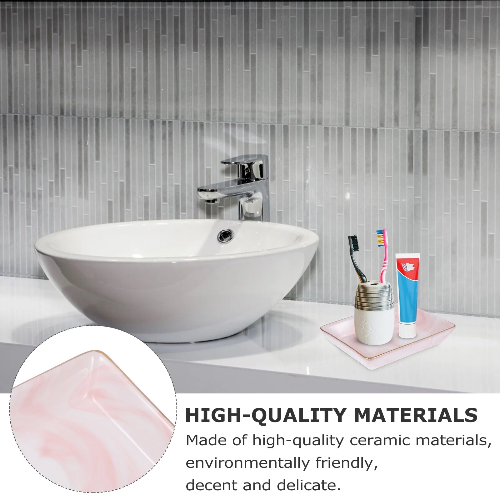 Rectangular Ceramic Marble Pattern Tray Exquisite Crafted Jewelry Storage Plate Organizational Decorative Home Bathroom