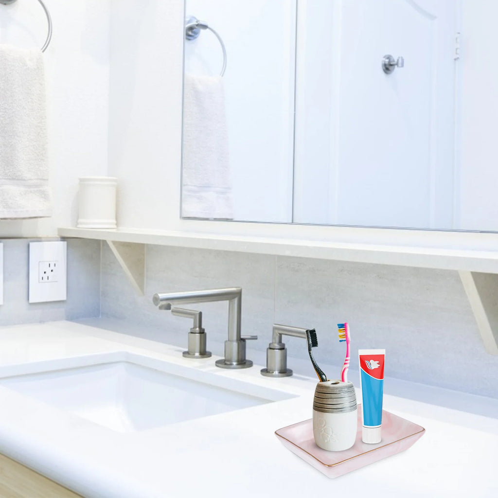 Rectangular Ceramic Marble Pattern Tray Exquisite Crafted Jewelry Storage Plate Organizational Decorative Home Bathroom