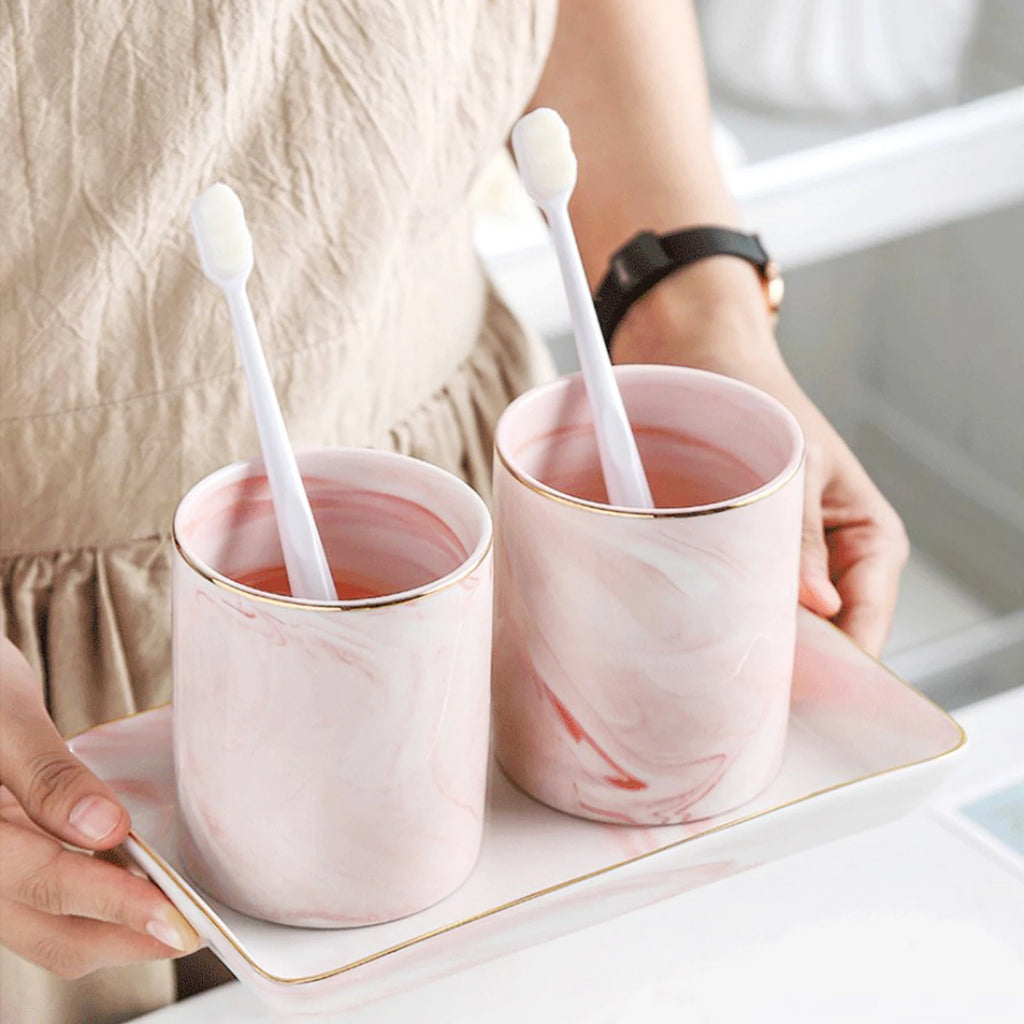 Rectangular Ceramic Marble Pattern Tray Exquisite Crafted Jewelry Storage Plate Organizational Decorative Home Bathroom