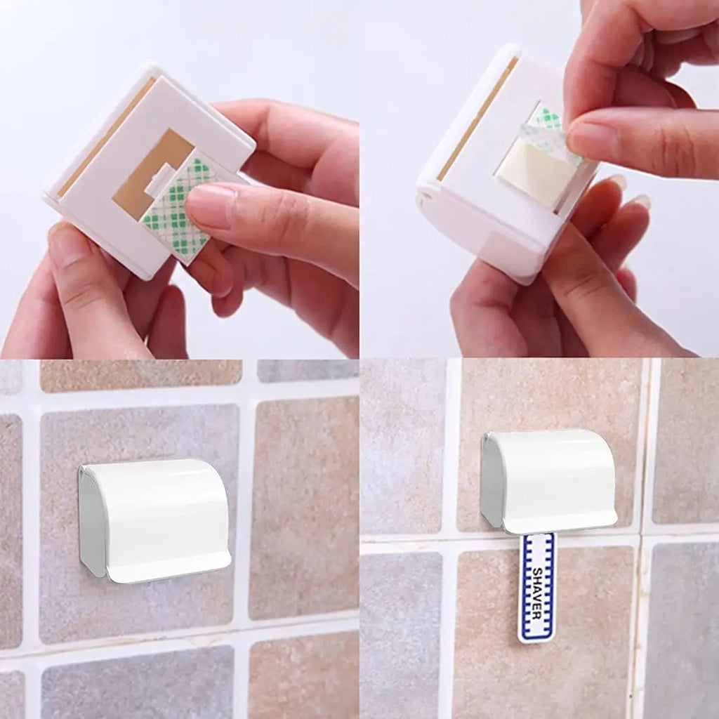 Wall Mounted Shaver Rack Waterproof Dustproof Non Perforated Storage Rack For Shaver Razor Bathroom Shaver Rust Proof Organizer