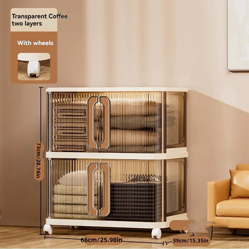 1Pc Foldableing Storage Cabinet Home Living Room Bedroom Gap Storage Cabinet Bedside Sliding Door Finishing Storage Cabinet