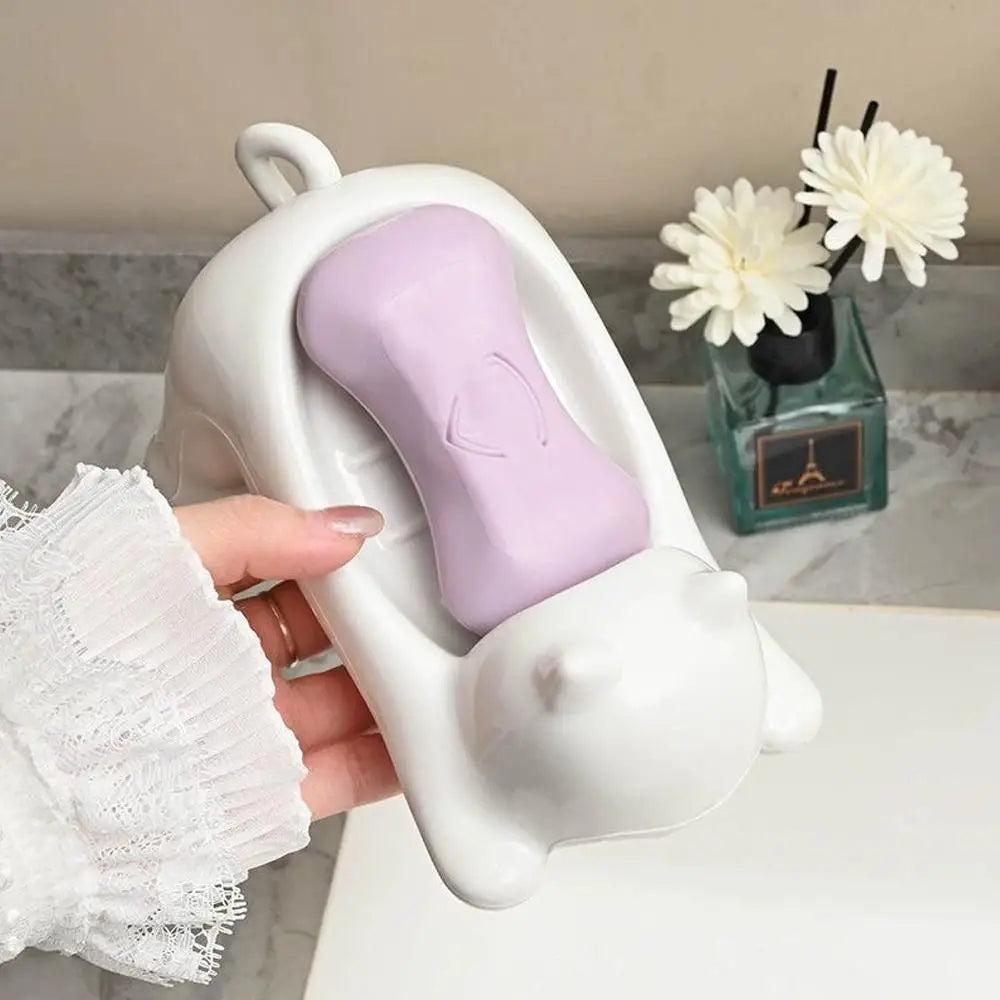 Dish Drainable Storage Holder Soap Container Storage Dish Household Bathroom Accessories Cat Shape Soap Box Cartoon Soap
