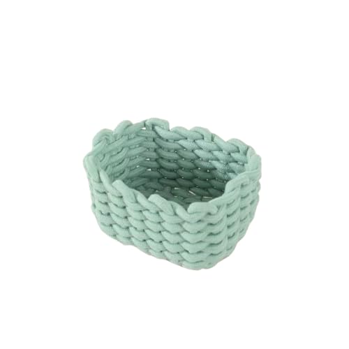 Handmade Woven Storage Basket - Portable Desktop Organizer for Cosmetics, Toiletries, Home Decor | Rattan Basket for Living Room, Bedroom, Bathroom（Super good qualiey） (White)