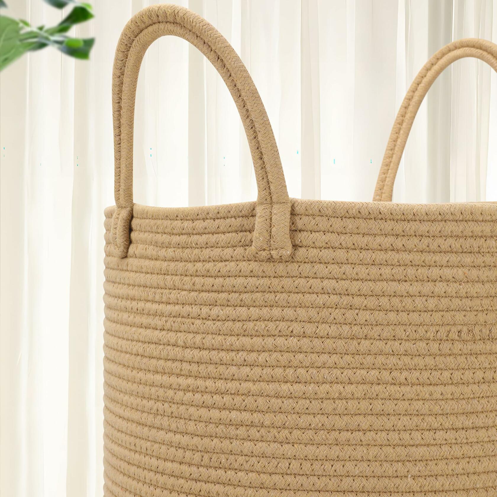 [Like New] Eblog 58L Cotton Rope Laundry Basket 20x15 Brown Woven Storage Basket