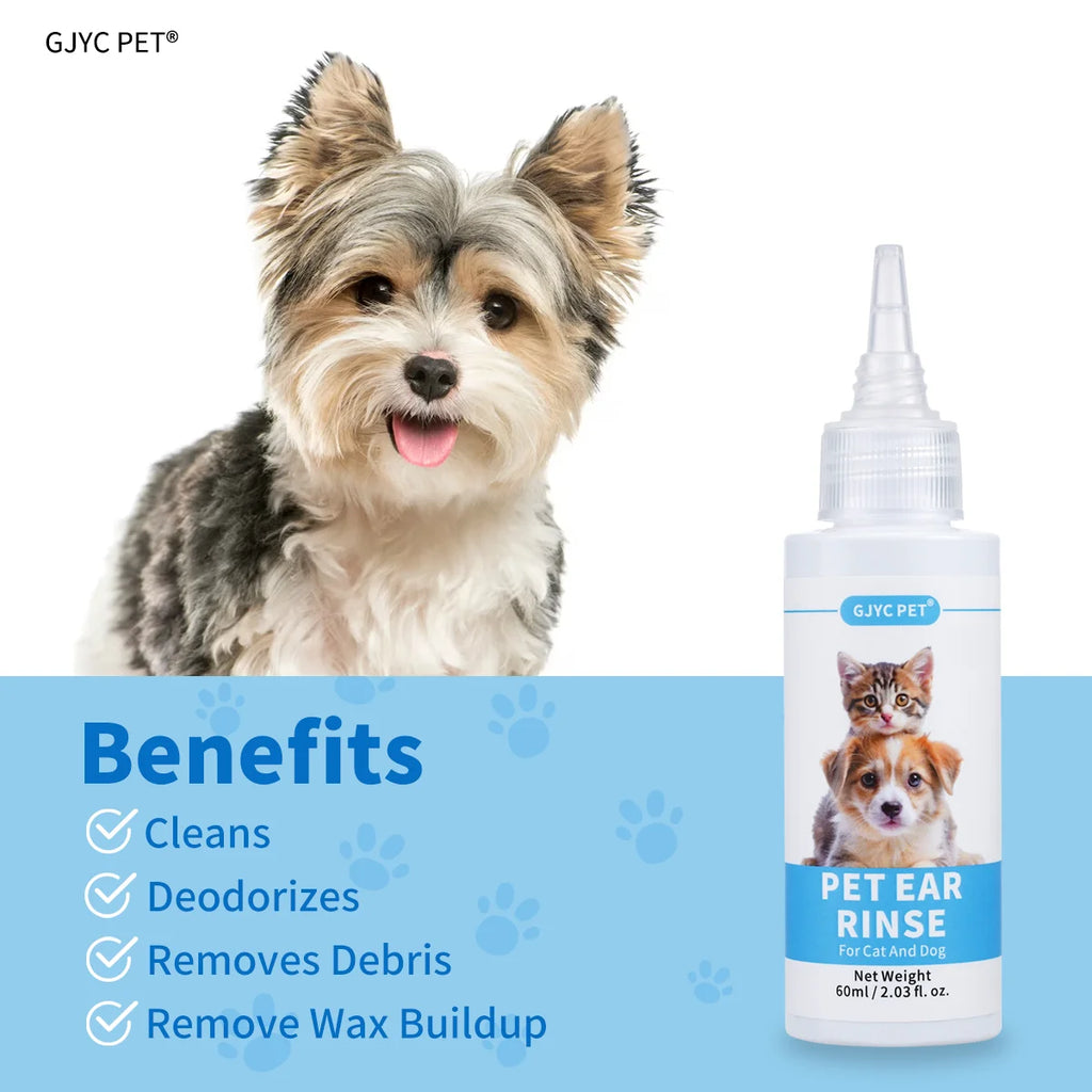 Natural Pet Ear Cleaner for Dogs Cats | Gentle Non-Irritating Ear Cleaning Solution for Wax Dirt Removal Odor Control Daily Care